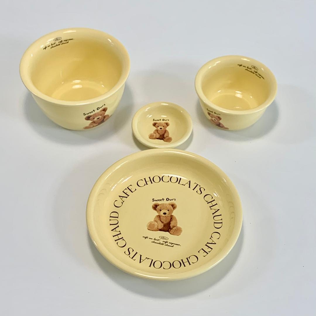 바닐라 베어 플레이트 곰돌이 접시 그릇 소스볼 세트 홈카페 집들이선물 꾸꿀상점