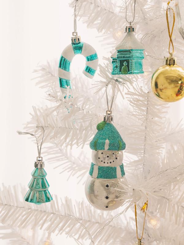 크리스마스 눈사람 세트 트리 장식 4개입 블루