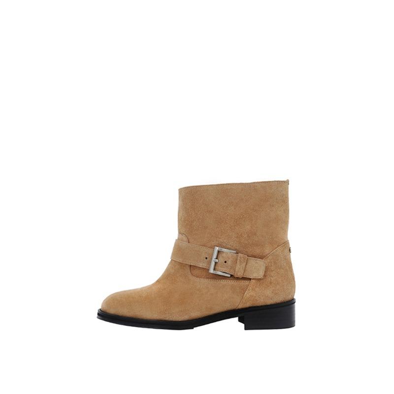 shorty buckle boots - suede beige