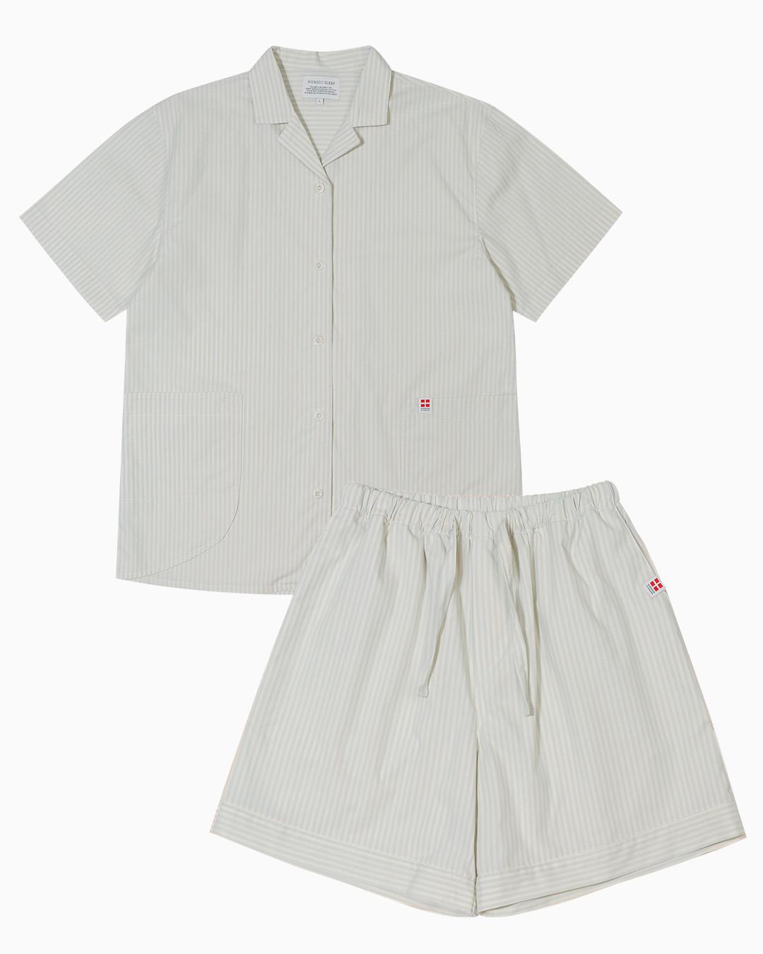 오가닉코튼 숏 슬리브 세트 (버터 민트 스트라이프)