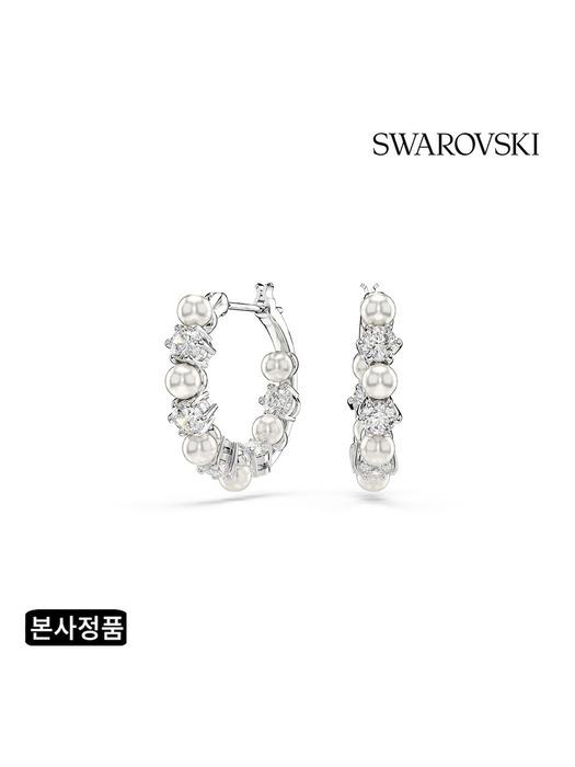 [본사정품/쇼핑백증정] Matrix 로듐 크리스털 펄 후프 귀걸이 5709256