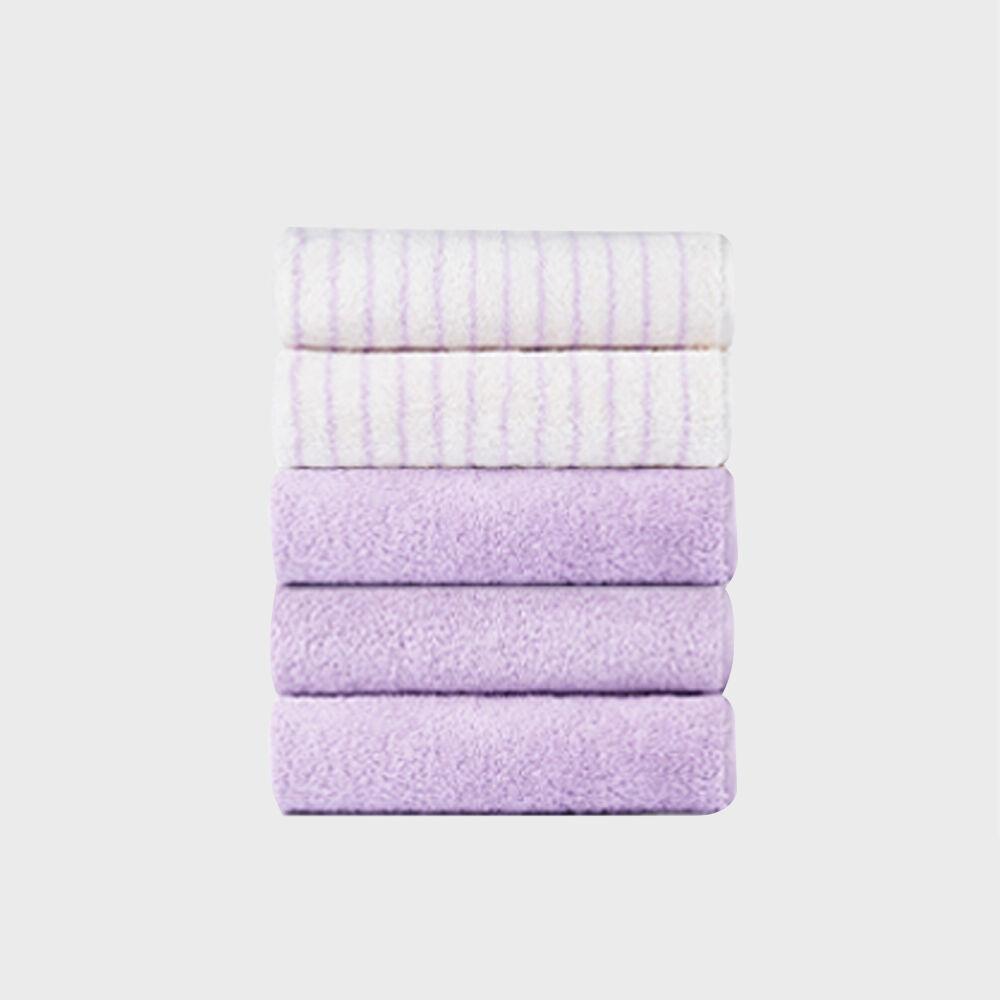 페이스 타월 - 5P - 라벤더 3P + 라벤더 스트라이프 2P