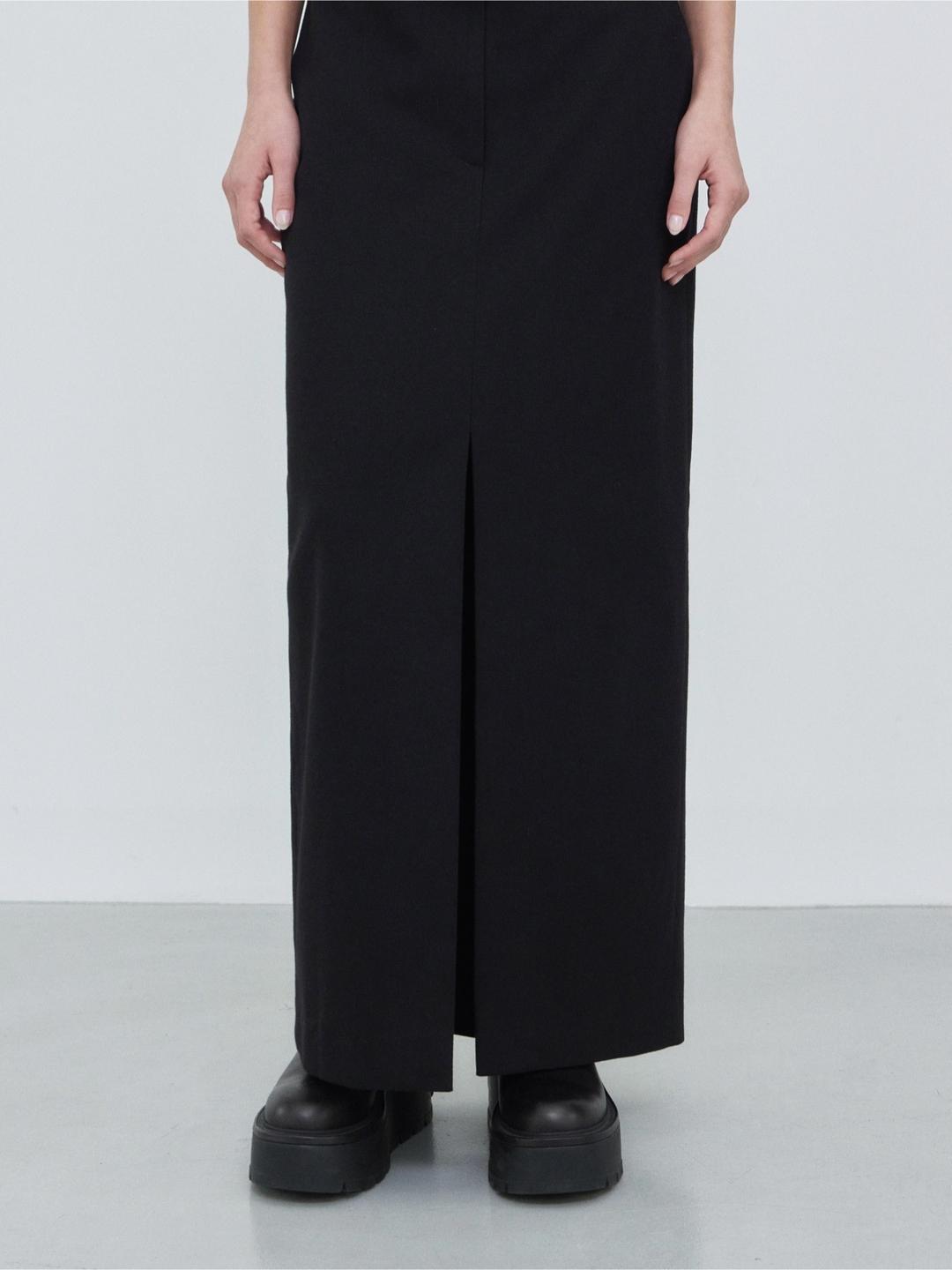 [노머] Slit Long Skirt Black