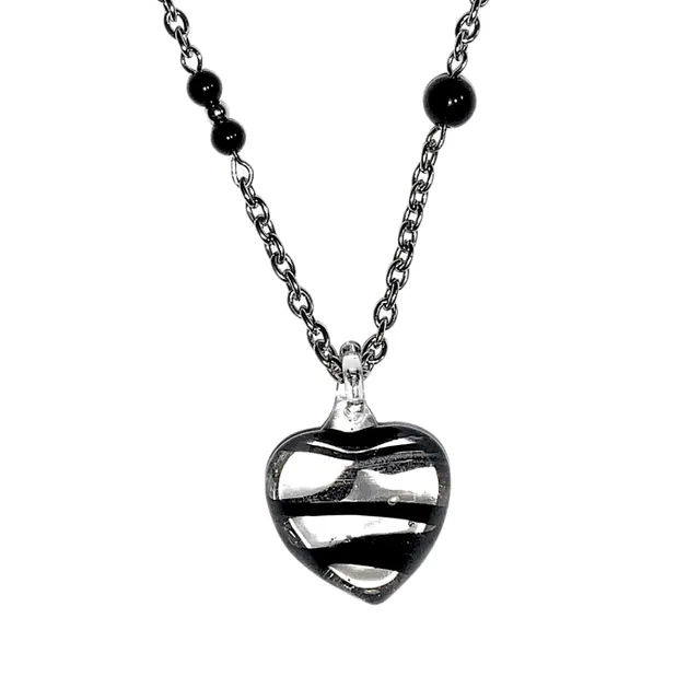 [제작] Zebra heart / 줄무늬 하트 목걸이