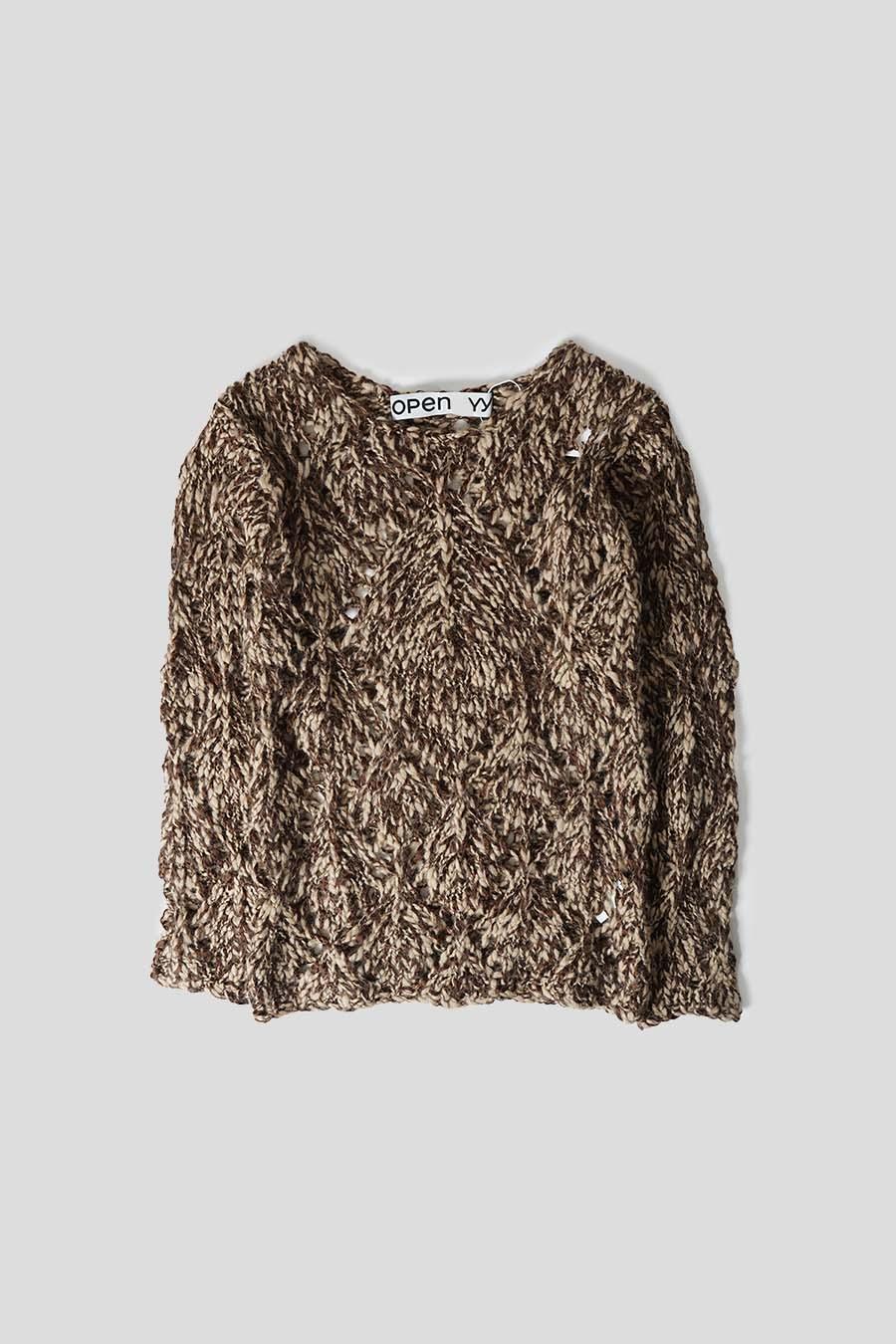 PULL-OVER POINTELLE ARGYLE MARRON - M