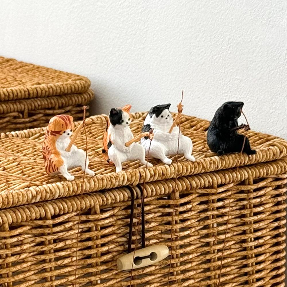 [선물포장] 케이트가든 낚시하는 고양이 4종 세트 어항꾸미기 차량용 액세서리 장식소품