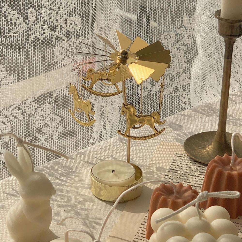 회전하는 모빌 티라이트 홀더 향초 세트 회전목마 천사