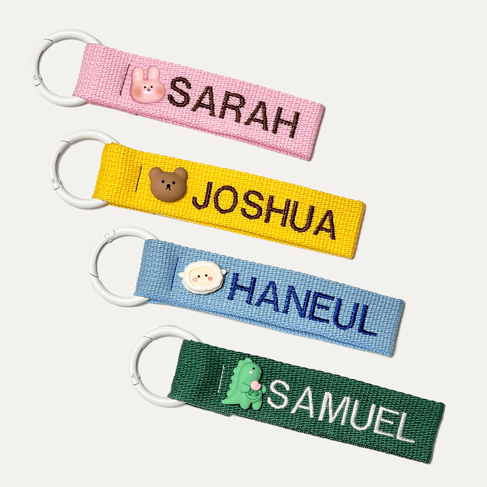 [주문제작] 캐릭터 자수 스트랩 키링 캐리어 네임택 차키 커스텀 굿즈