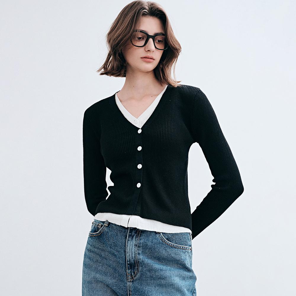 얀13 [당일배송/BEST] TWO TONE LAYERED CARDIGAN_4 COLOR