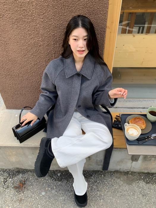 핸드메이드 벨티드 울 하프 코트_2colors