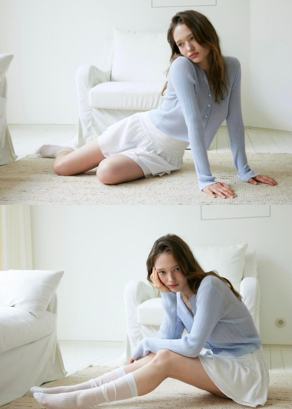 linen cardigan(sky blue color)