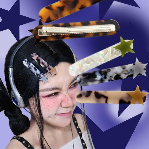 leopard star hair pin (4color)