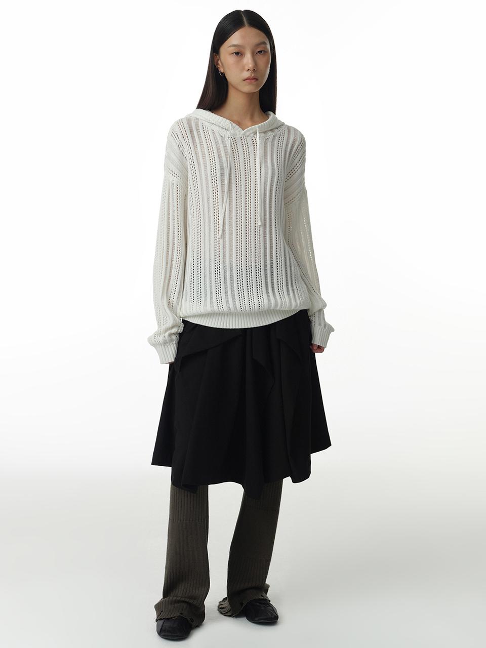 Asymmetric Banding Skirt [Black]