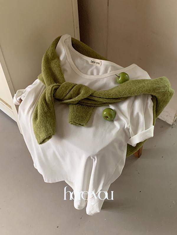 유리에 * 당일출고 * 루즈핏✨[here you] 히얼유 딥 U넥 반팔 T - 3color (가을반팔/반팔티/유넥티/베이직/무지티/레이어드/모달/핏보장)