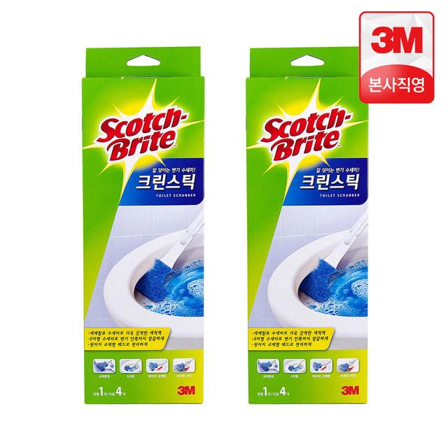 3M 변기청소용 크린스틱 핸들 2개+리필 8개 (핸들+리필 4입 x 2세트) / 스카치브라이트