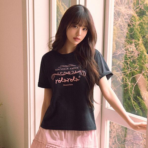VINTAGE NOUVELLE LOGO HALF T-SHIRT BLACK
