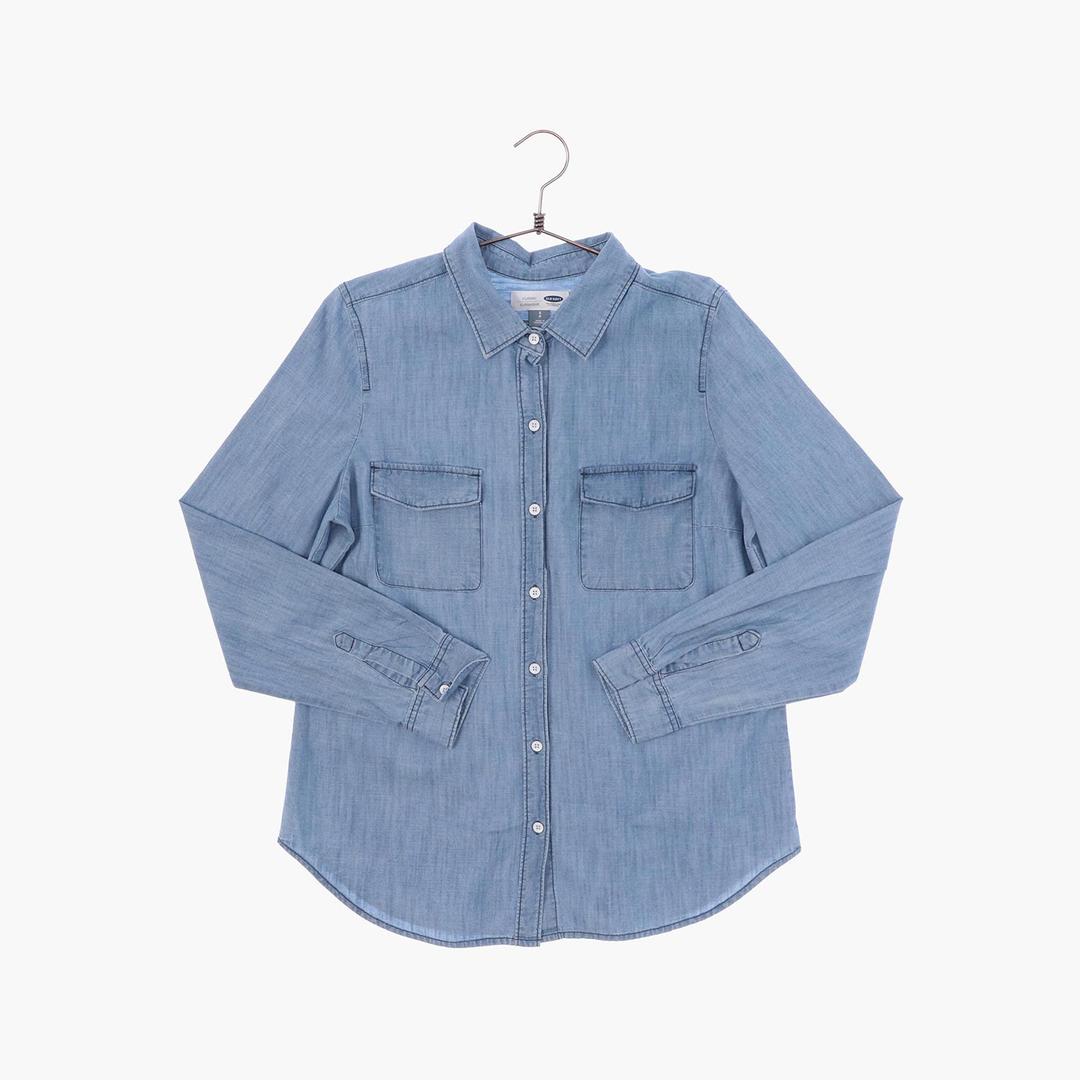 올드 네이비 코튼 베이직 긴팔 셔츠 여자 S