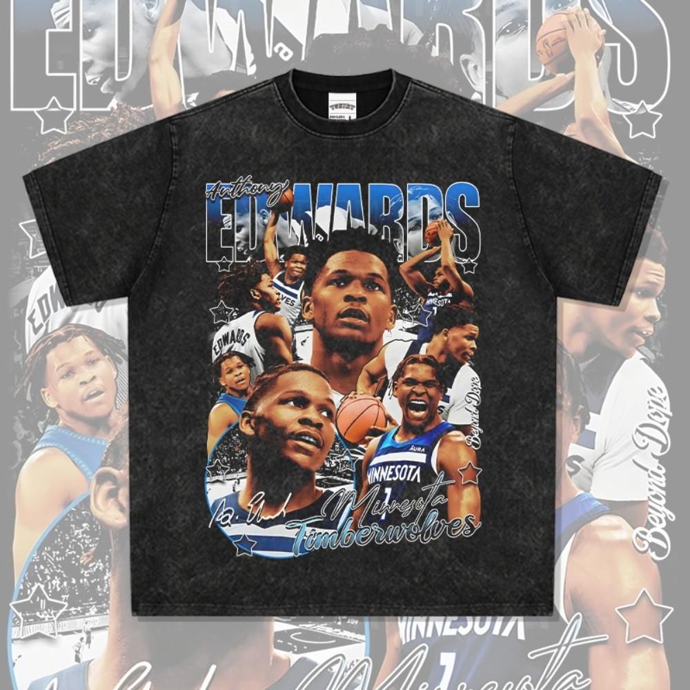 앤서니 에드워즈 미네소타 팀버울브스 NBA 프린트 티셔츠 반팔 긴팔 빈티지 농구
