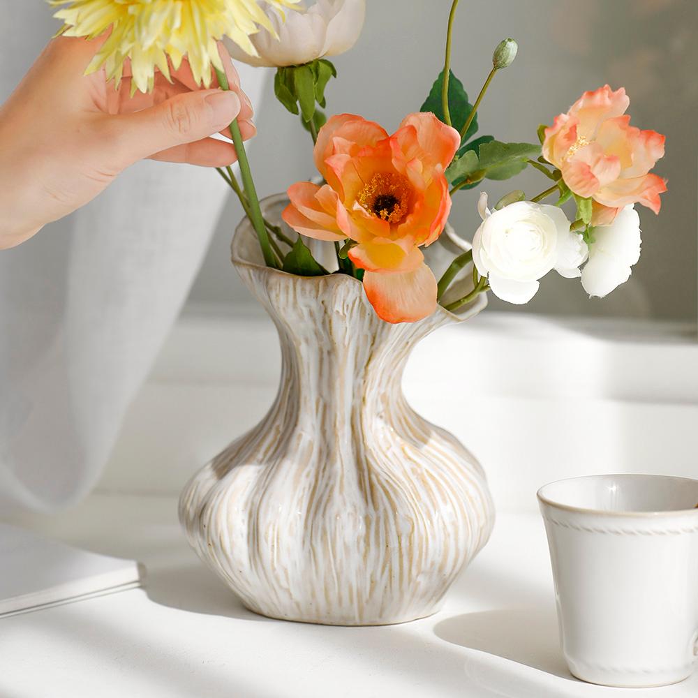 쉘 오브제 도자기 빈티지 인테리어 화병 소품