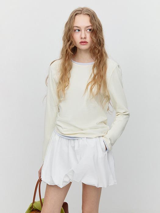 ESSENTIAL SOFT LONG SLEEVE T-SHIRT CREAM_UDTS5A206CR