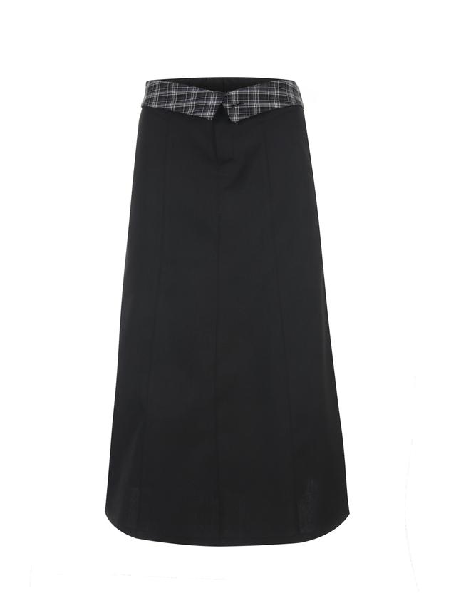Folded check maxi skirt 001