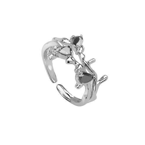 Black Leaf Branch Open Ring [0060A]