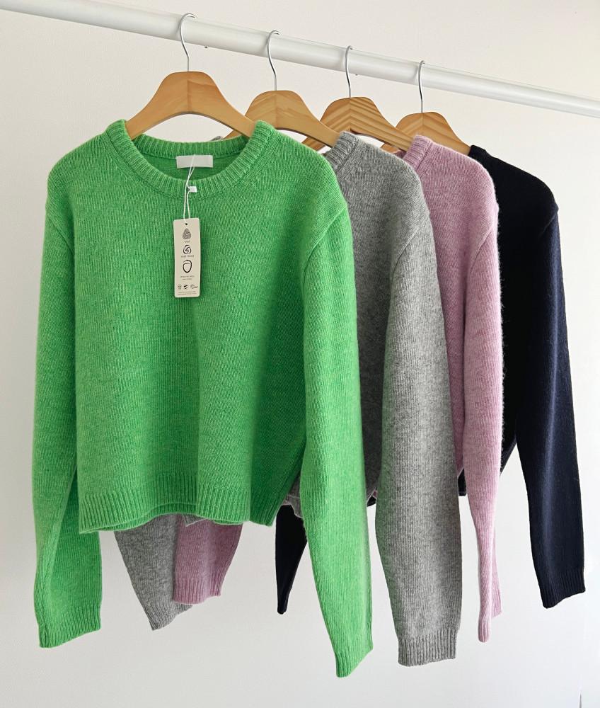 브로콜리 램스울 라운드 니트 / Wruf 기본템 크롭니트 핑크니트 4color