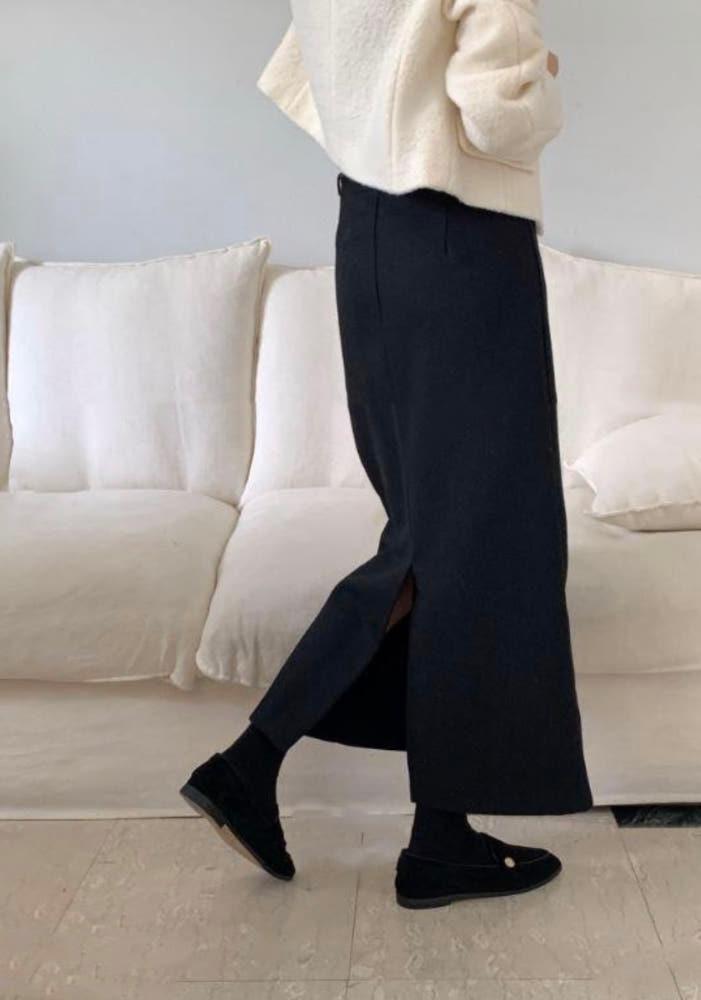 이너프 헤이그 울 스커트 (2col) inouf 울 롱스커트