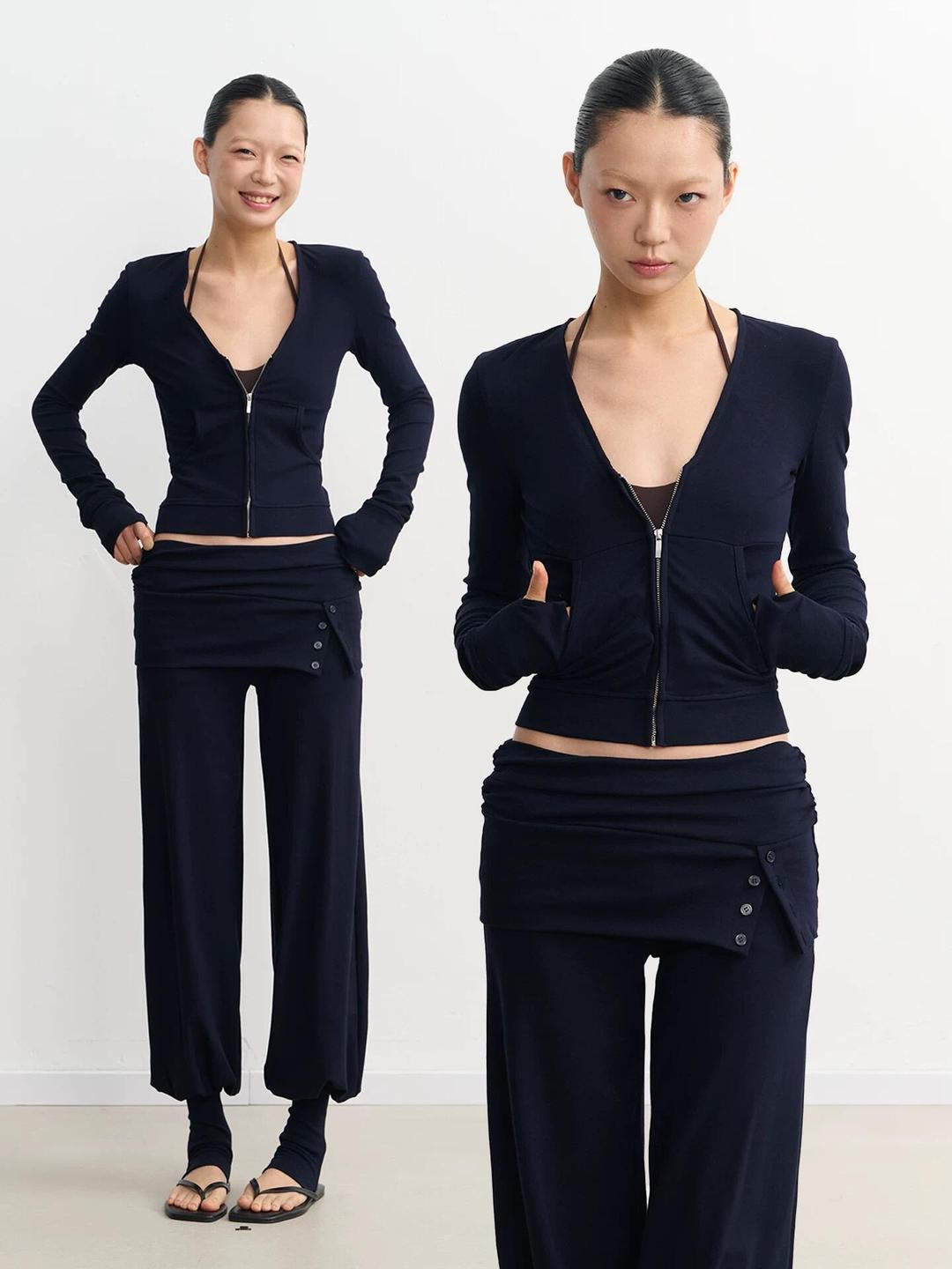 LINY LIBERTY V-Neck Zip Top & Jogger Pants Set