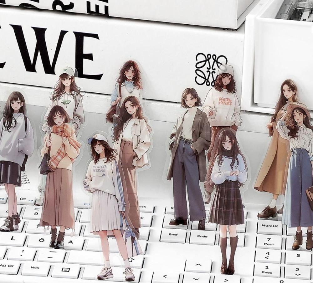 소녀 인물 스트릿패션 빈티지 다꾸 스티커 15매 인스타 감성 다이어리꾸미기