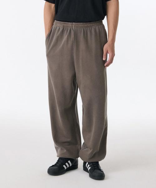 피그먼트 와이드 스웨트 팬츠 [브라운]
