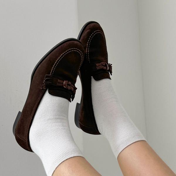 Manolo Blahnik Suede Tassel Accents Loafers