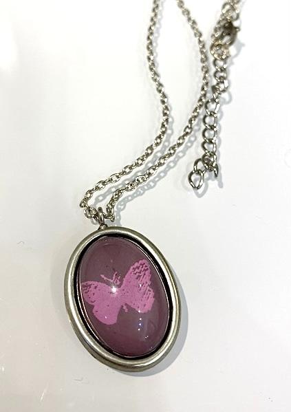 (vintage)pink butterfly necklace