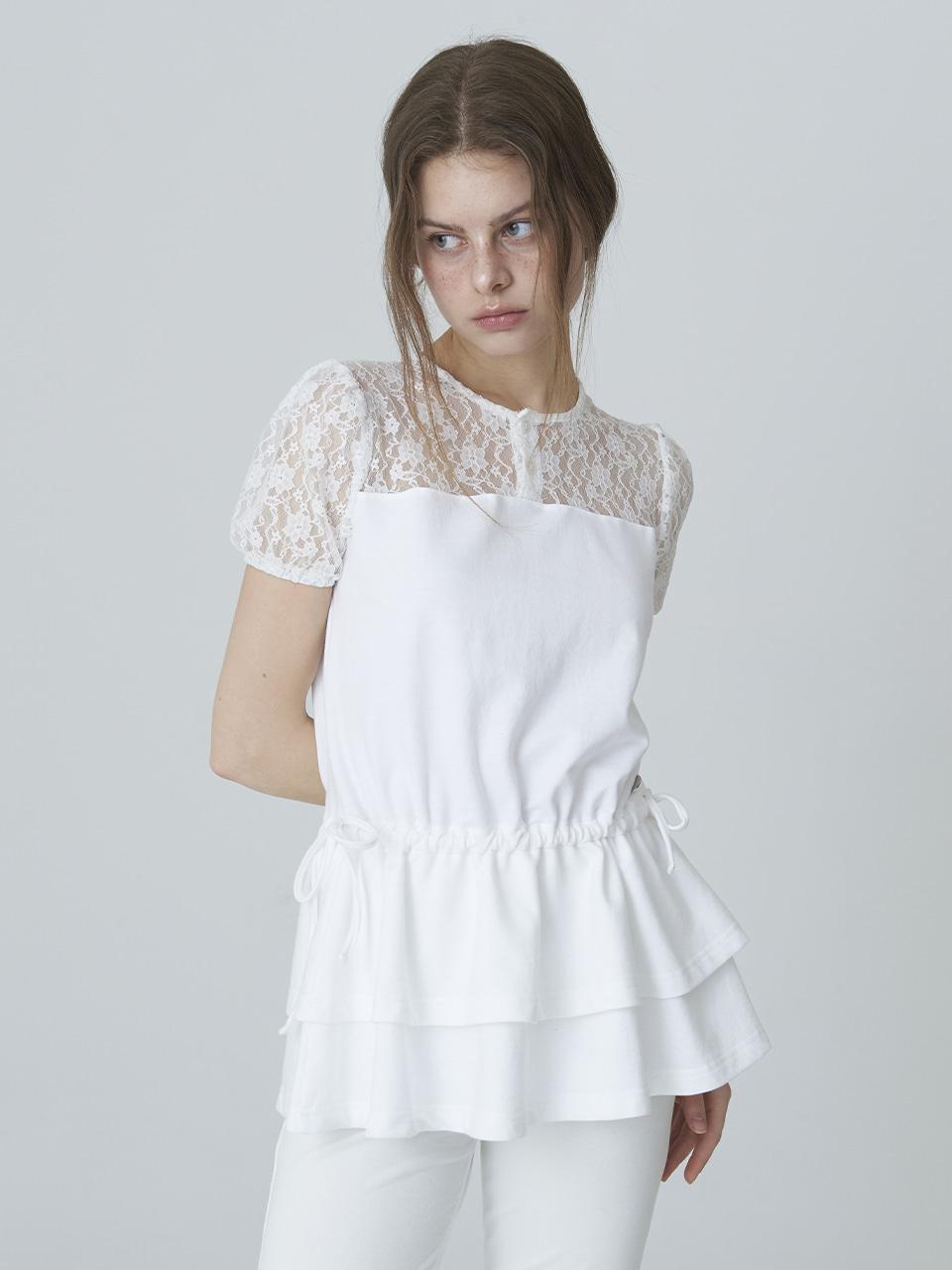 레이스 캉캉 티셔츠 - 화이트(LACE CANCAN T-SHIRT - WHITE)