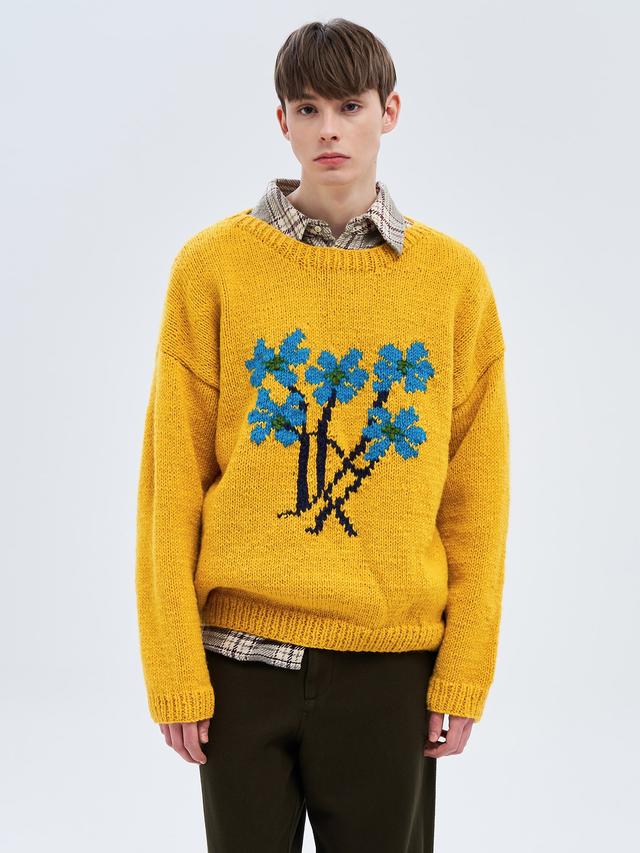 Crew Neck Knit-5Flowers - Yellow