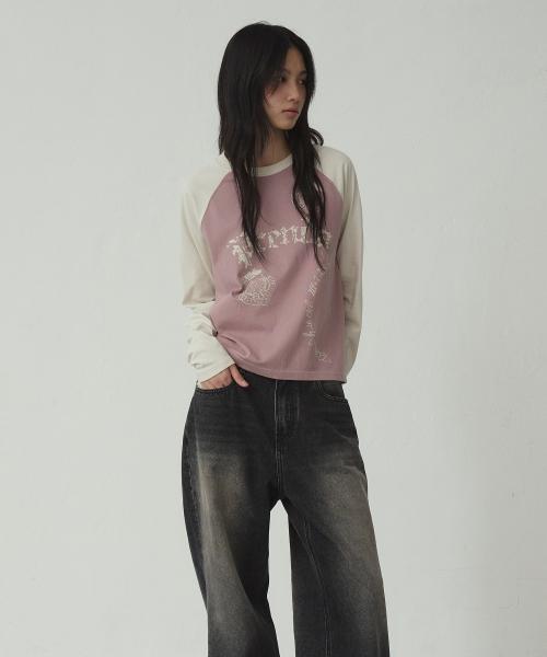 프렌다(PRENDA)  VINTAGE LOGO RAGLAN LONG SLEEVE GLOOMY PINK - 사이즈 & 후기 | 무신사