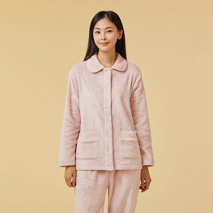 여 극세사 플랫 카라 파자마 셔츠