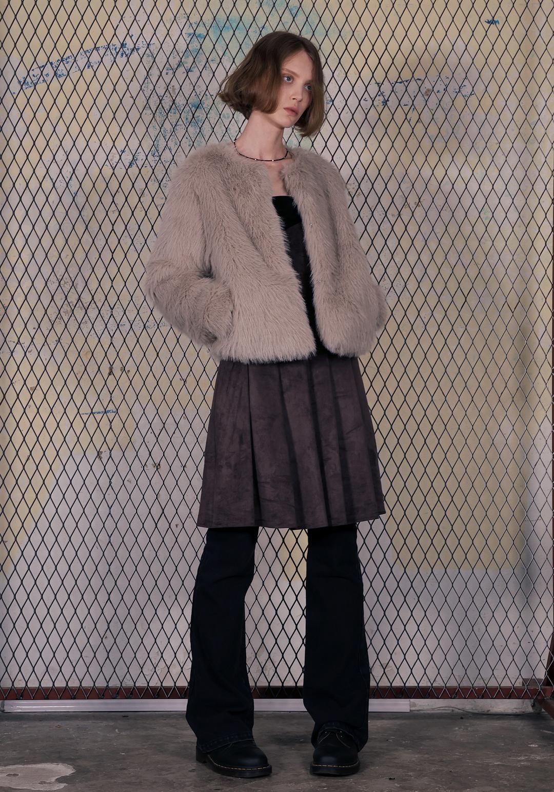 ECO FUR JACKET 003_GRAY