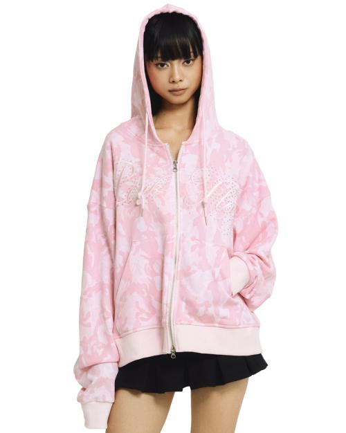 Pink flag hoodie zip-up (Pink camo)