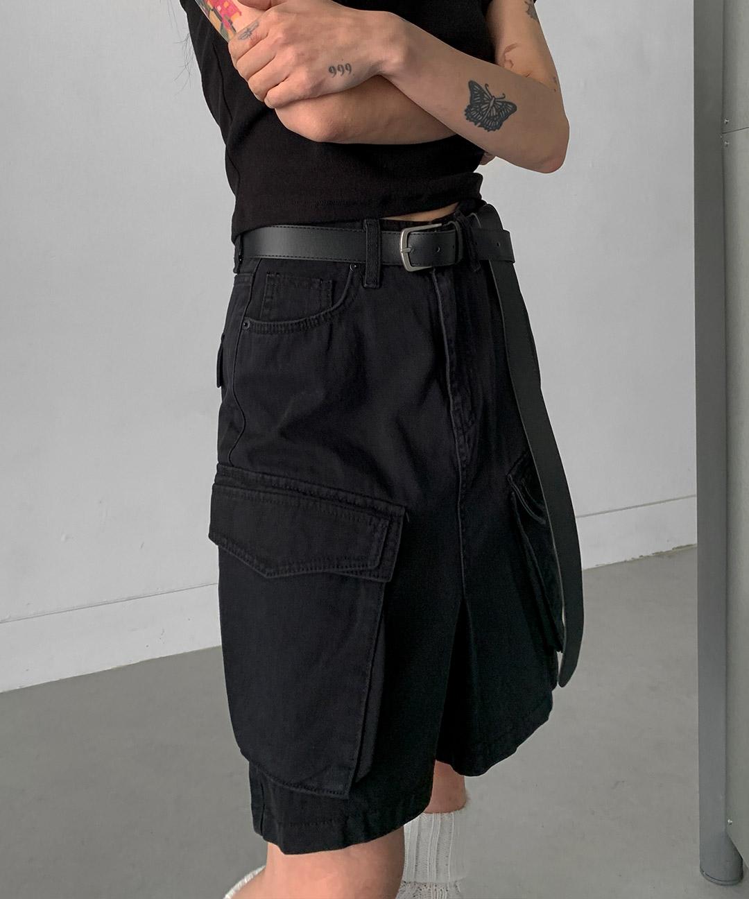 나츄 카고 플랩 미디스커트