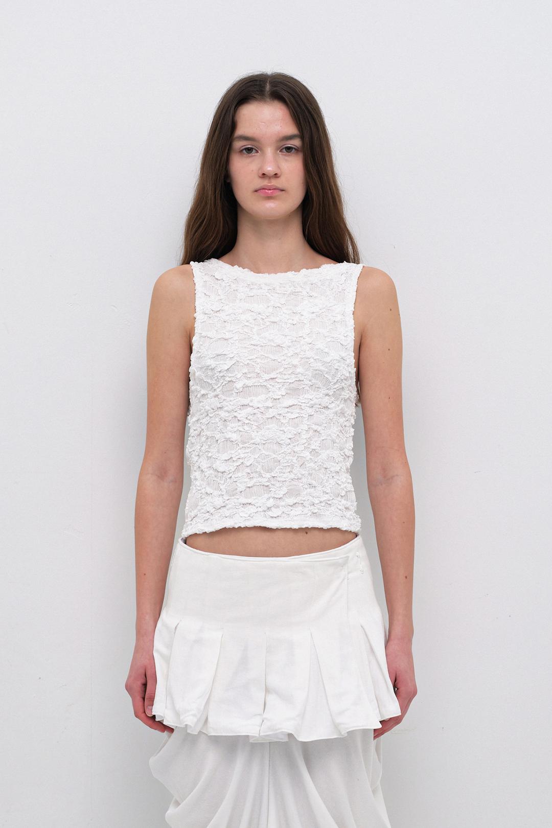 LACE BOAT NECK SLEEVELESS / WHITE