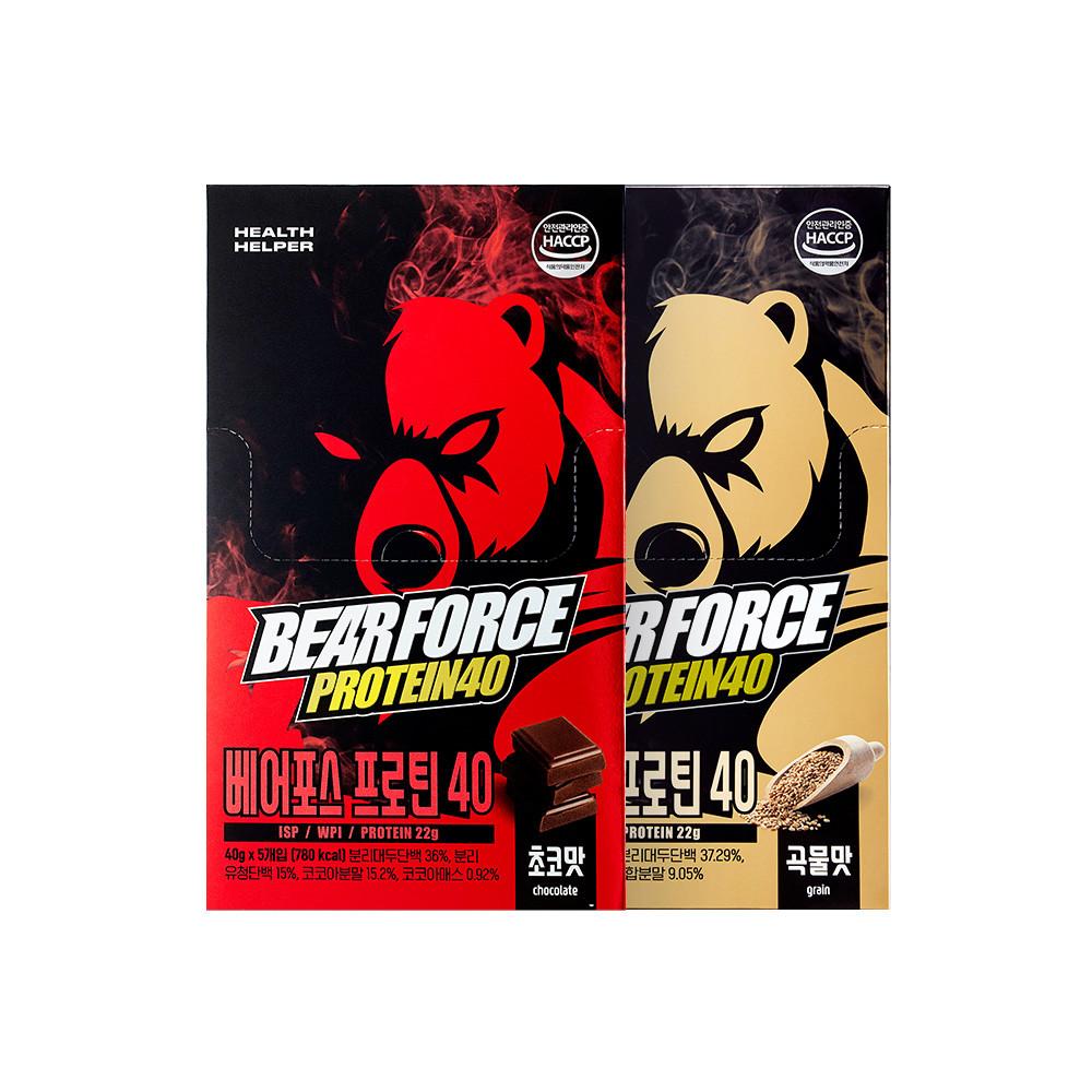 [헬스헬퍼] 베어포스 프로틴40 2박스 (초코맛/곡물맛)