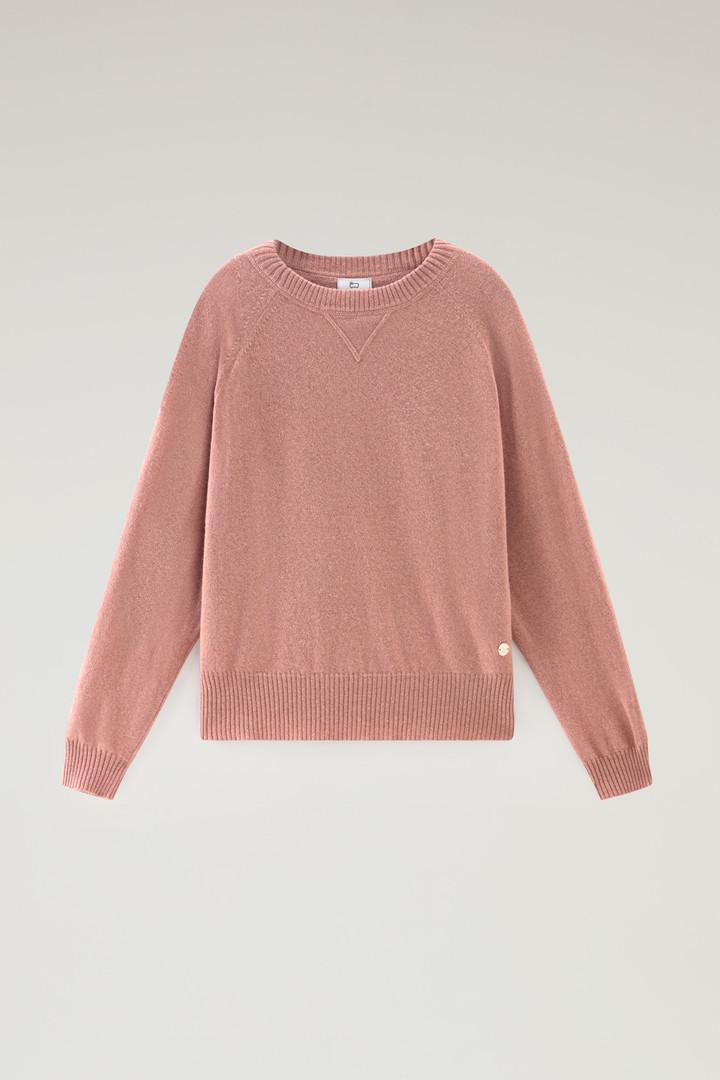 Crewneck Sweater in Wool Blend - Women - Pink