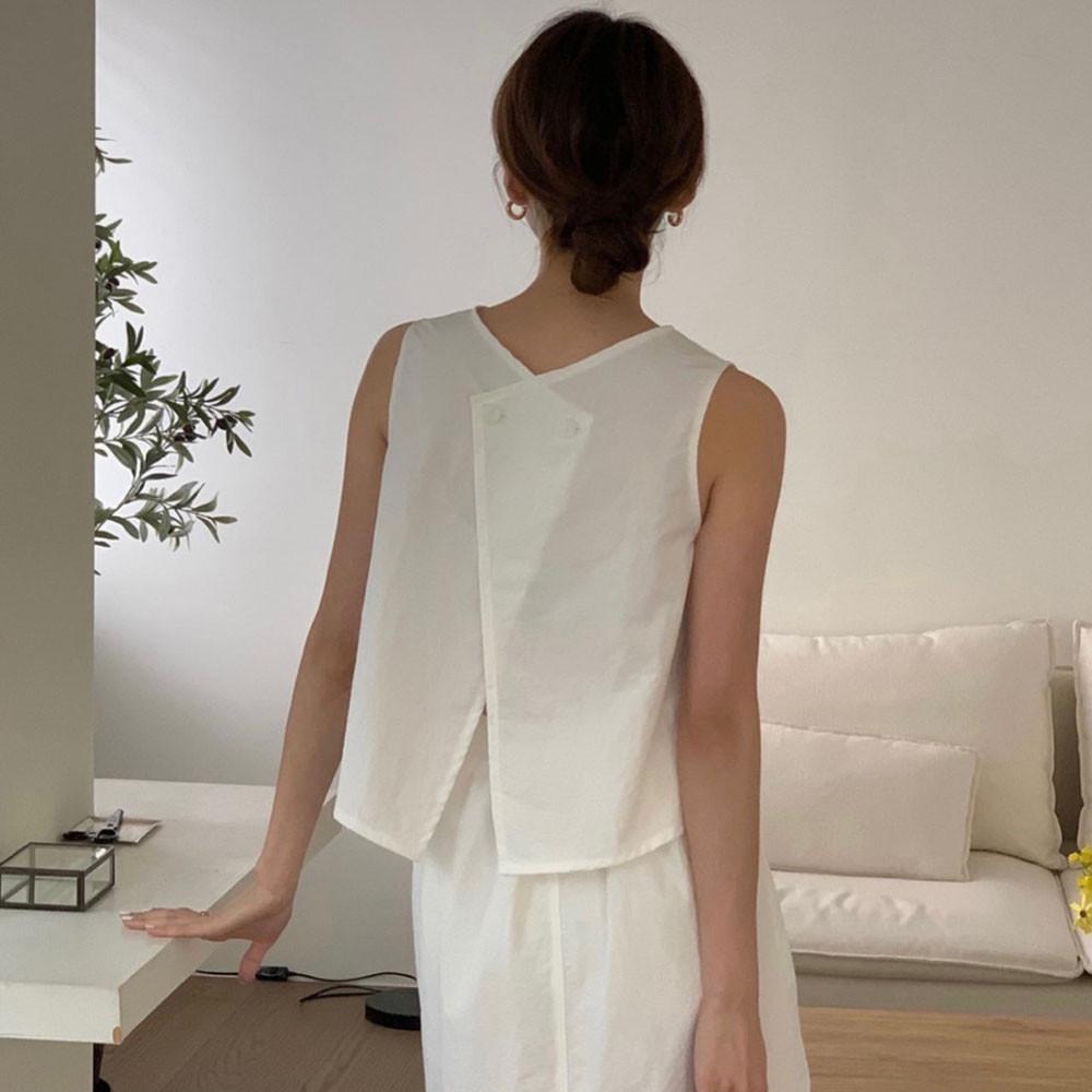 민소매 블라우스 나시 나일론 뒷트임 스커트 셋업 세트 가능