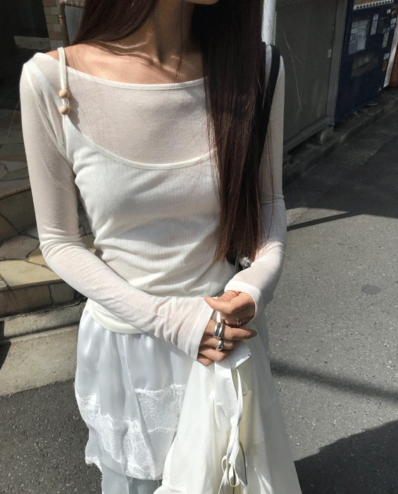 우드볼 레이어드 티셔츠 4col [베 그 챠 바로배송]