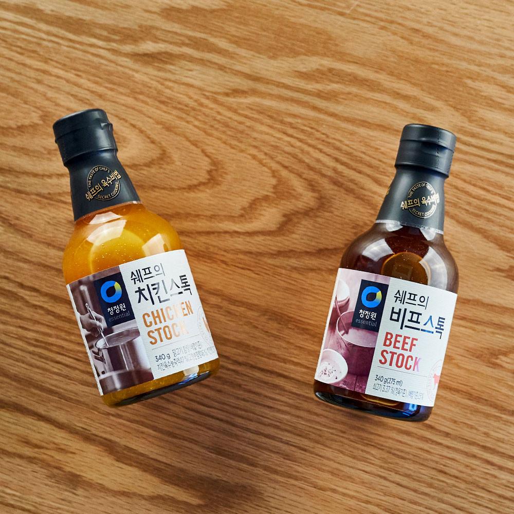 청정원 쉐프의 치킨스톡 비프스톡 액상 다시 세트