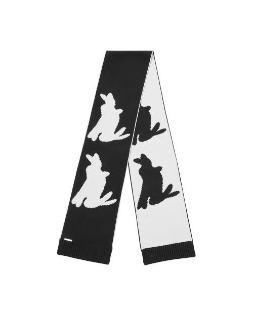 Twin rabbit knit muffler BLACK