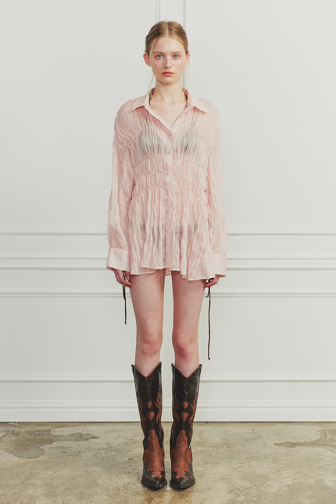 [6/25~] MEMORY SHIRRING SHIRT pink