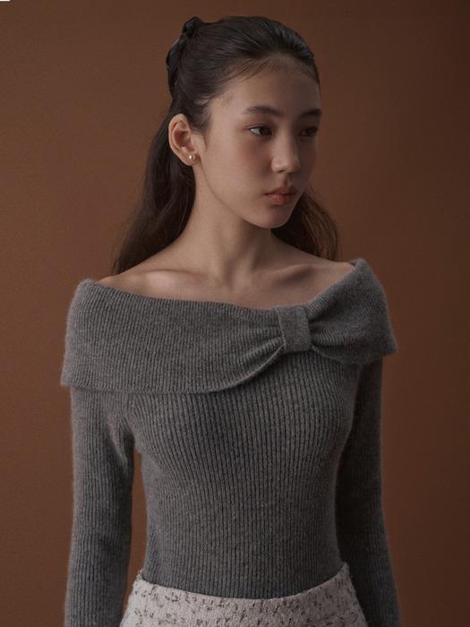 VONNY OFF SHOULDER KNIT_MELANGE GREY