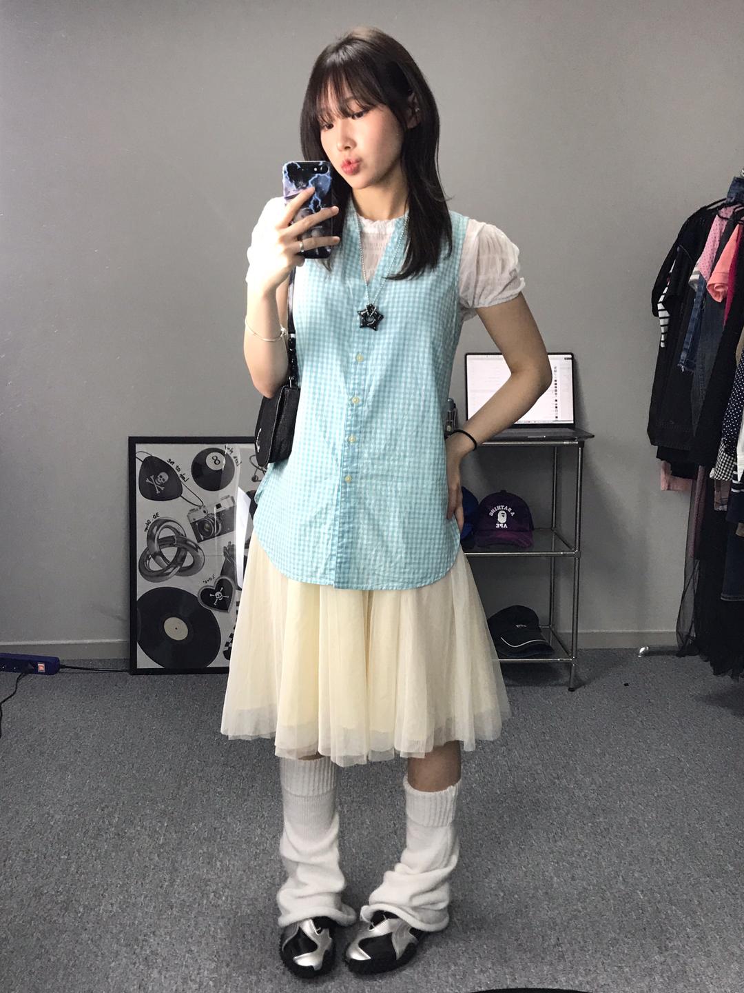 Uniqlo Blue Checked Blouses